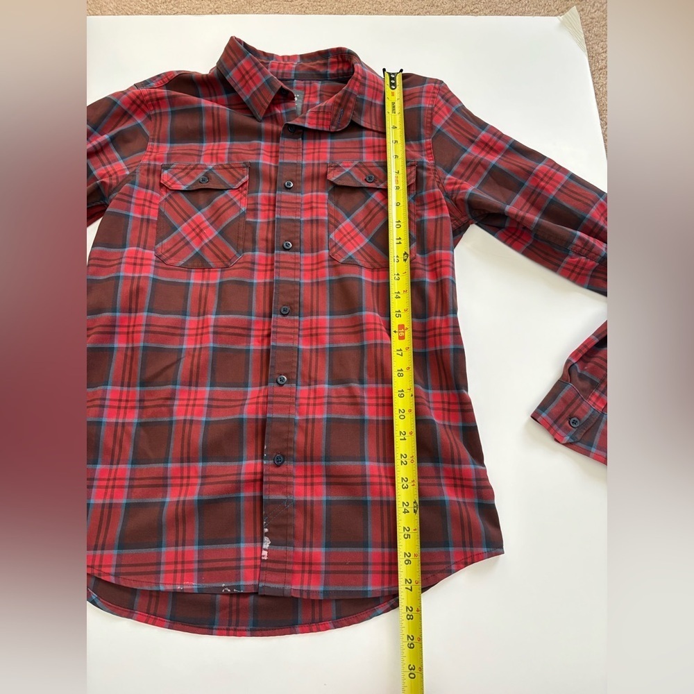 Mountain Hardwear Red Blue Plaid Button Up Long Sleeve Size Medium *Flaw - Picture 7 of 8